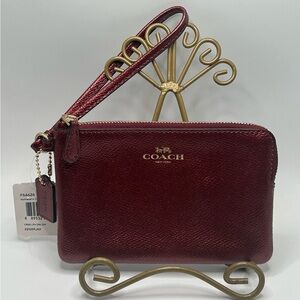 Coach F54626 Metallic Cherry Corner Zip Wallet